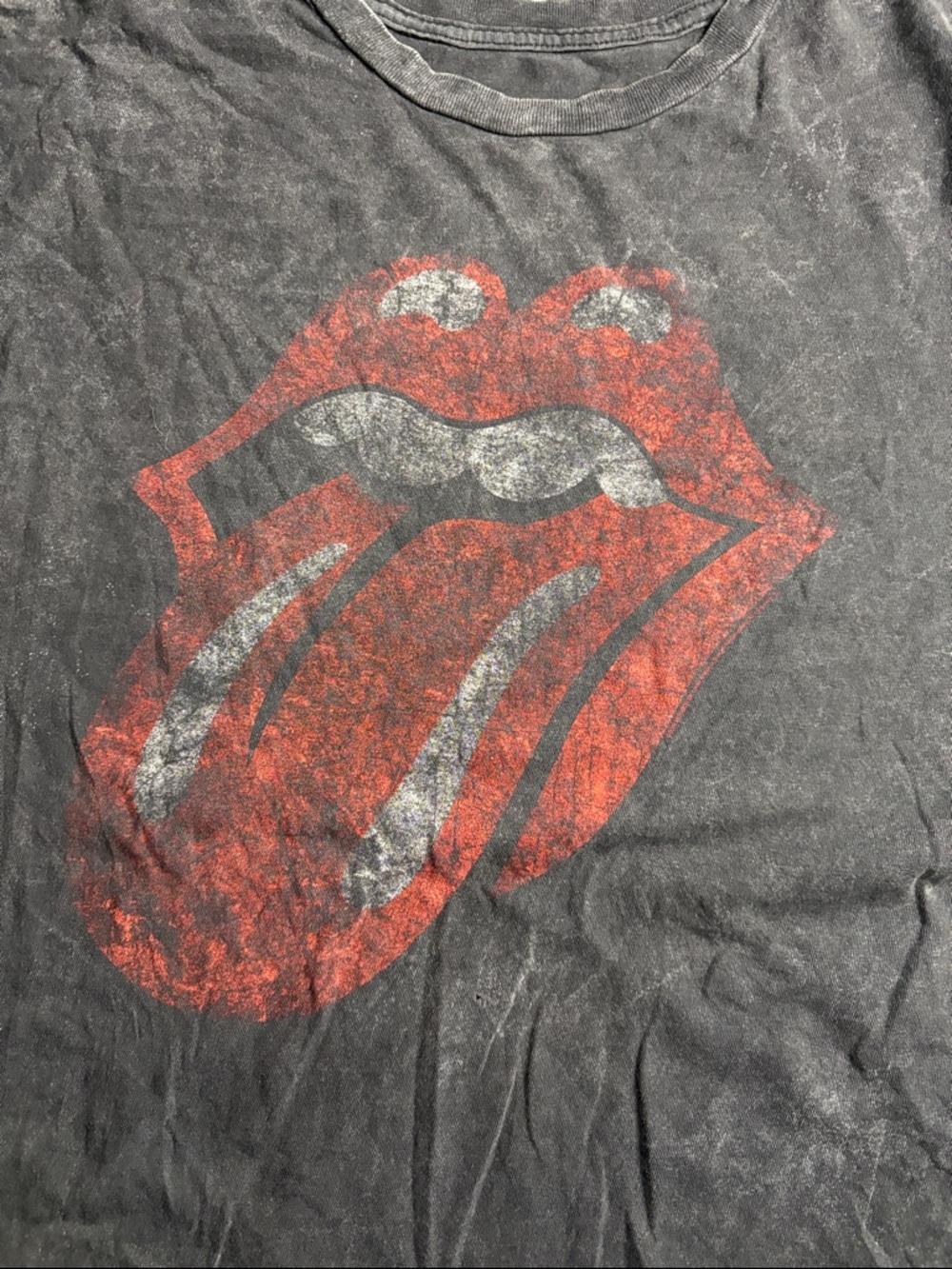 the Rolling Stones Black Tee with Red Tongue Logo